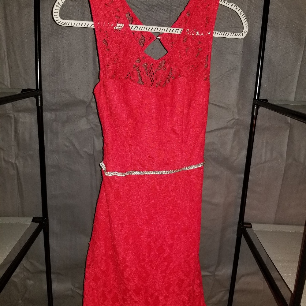 Red lace dress